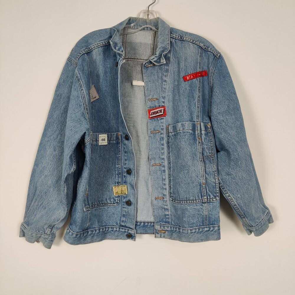 Vintage Jordache Men's Denim Jacket Size Large 100% Cotton Y2K Biker Gorpcore